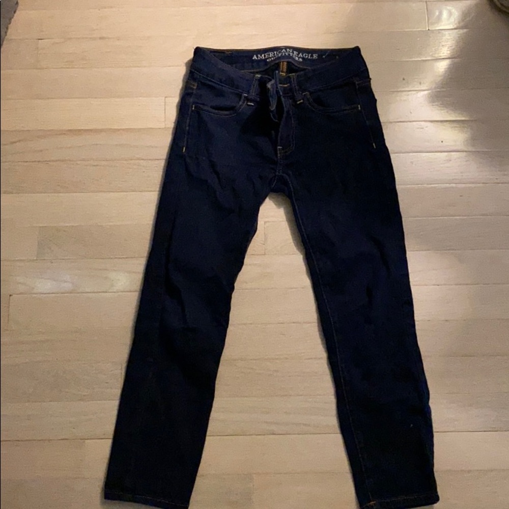 Dark wash jegging capris